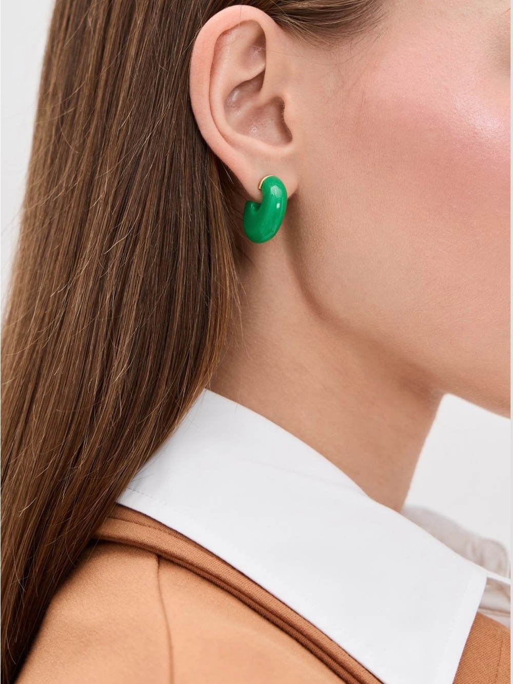 Clare V Green Sculpted Hoop Earrings